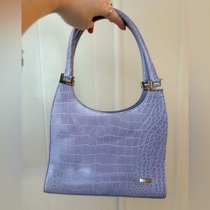 Vintage Nine West Purple Faux Crocodile Embossed Textured Hand Bag NEW NO TAGS